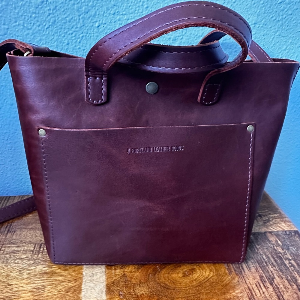 NWOT PLG cognac mini crossbody tote